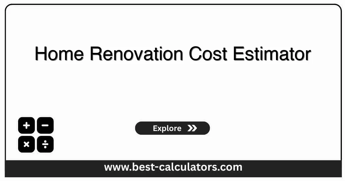 Home Renovation Cost Estimator - Free online tool to calculate full home remodeling budgets with detailed breakdown of materials, labor, permits, and contingency